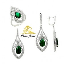 Gümüş zirkon taşlı set